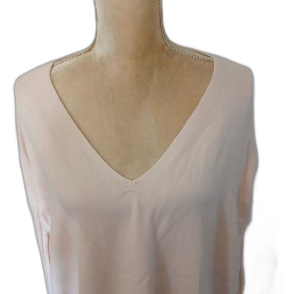 NWT French Connection soft pink Capri Blush pullover sweater 1X deep V - Picture 1 of 6